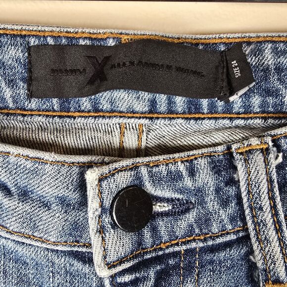 Alexander Wang Jeans Women 24 Blue Mid Rise Stretch Designer Luxury Straight - Picture 7 of 10